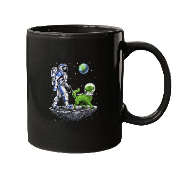 Discover Space Astronaut Walking Alien Dog Planet Earth Mugs
