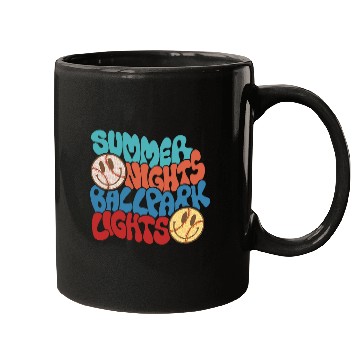 Discover summer nights and ballpark lights baseball softball game day Mugs