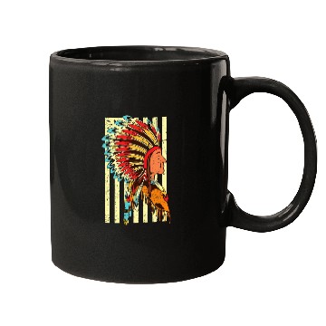Discover US Flag Headdress Indian Roots Indigenous Native American Mugs