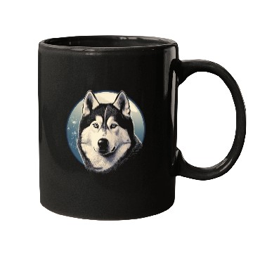 Discover Siberian Husky With Full Moon Dog Lovers Mugs