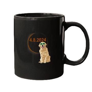Discover Solar Eclipse Golden Retriever Wearing Solar Eclipse Glasses Mugs