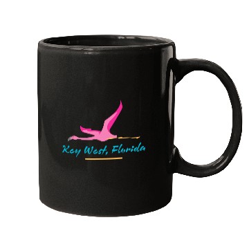 Discover Key West Florida Art Deco Flamingo Design Mugs