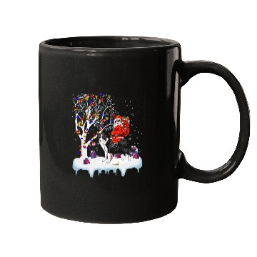 Discover Santa Riding Border Collie Dog Tree Lights Border Collie Fun Mugs