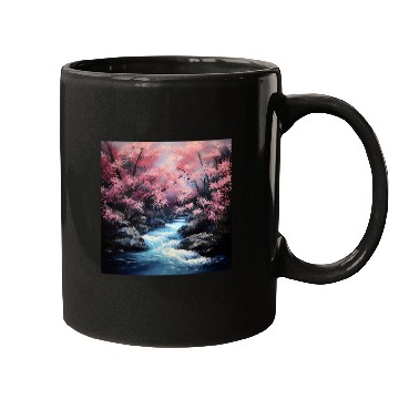 Discover Nihons Stream Ballet Sakuras Elegance in Motion Mugs