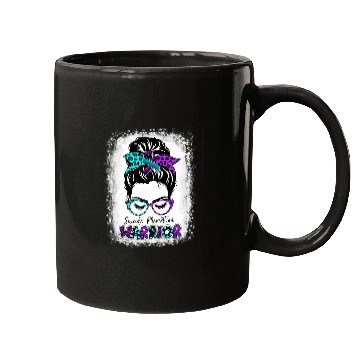 Discover suicides Prevention Warrior Messy Bun Teal Purple Ribbon 1 Mugs
