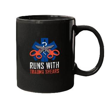 Discover Runs With Trauma Shears Gift Ambulance EMT First Aider Mugs