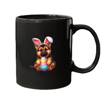 Discover German Shepherd Puppy Easter Bunny Colorful Easter Egg Dog Mugs