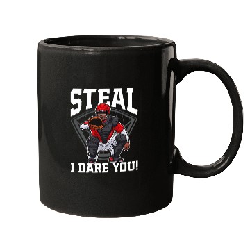 Discover Steal I Dare You Baseball Catcher Baseball Player 3 Mugs