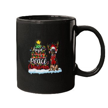 Discover Miniature Pinscher Santa Hat Christmas Light Mugs