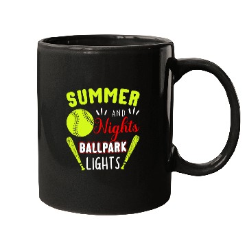 Discover Summer Nights Ballpark Lights Softball Mugs