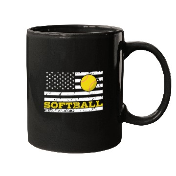Discover Patriotic Softball Team American Flag 3 Mugs