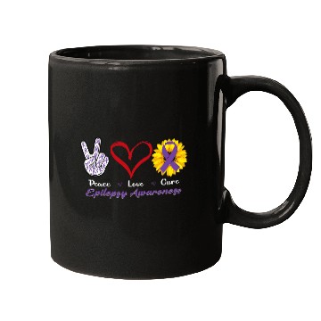 Discover Peace Love Cure Purple Ribbon Epilepsy Awareness Mugs