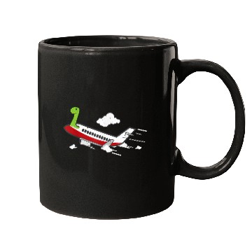 Discover Airplane Pilot Dinosaur On An Airplane Mugs