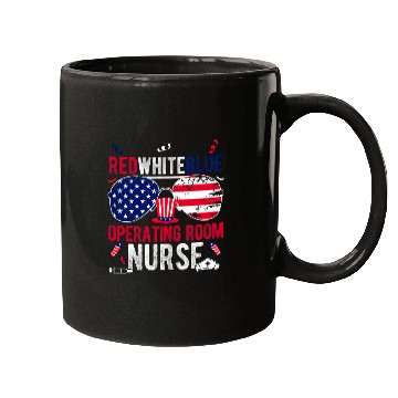 Discover RED WHITE BLUE OPERATING ROOM nurses Patriotic nurses Top Fan Mugs