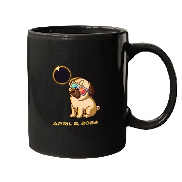 Discover Total Solar Eclipse April 8 2024 Totality Dog Pug Mugs