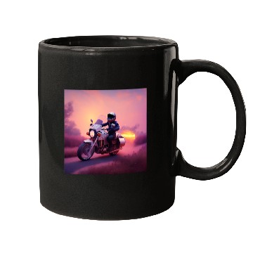 Discover Sunset Sunrise Pink Peach Sky Gradient Motorcycle Rider Road Mugs