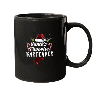 Discover Santas Favorite Bartender Christmas Santa Red Plaid Claus Mugs