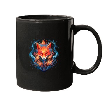 Discover Stylized fox and flame fox art fox graphics Mugs