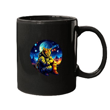 Discover Sad Astronaut Cat In Outer Space Galaxy Cat Astronaut Design Mugs