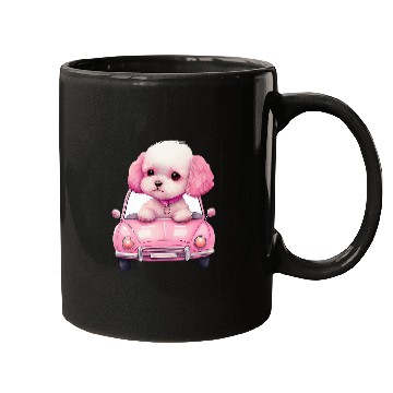 Discover Poodle in Cute Pink Car Mugs