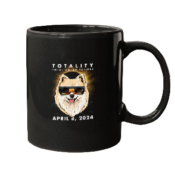 Discover Solar Eclipse 2024 Pomeranian Dog Wearing Glasses Mugs