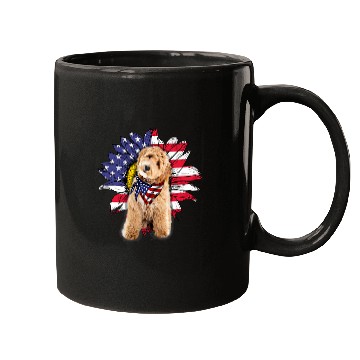 Discover Sunflower American Flag Labradoodle Dog Lovers Mugs