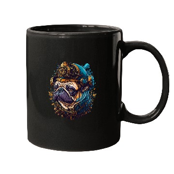 Discover Steampunk Pug Dog Aesthetic Vaporwave Dog Design Mugs