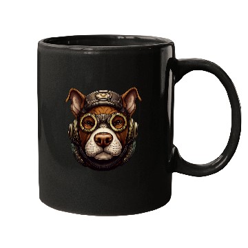 Discover Steampunk Pitbull Dog in Clockwork Glasses Steampunk 1 Mugs