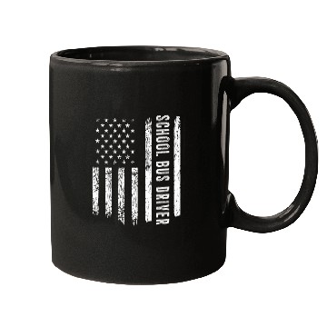 Discover School Bus Driver USA Flag Profession Job Title Mugs