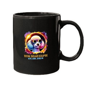Discover Total Solar Eclipse 2024 Poodle Dog Eclipse Glasses Colorful Mugs