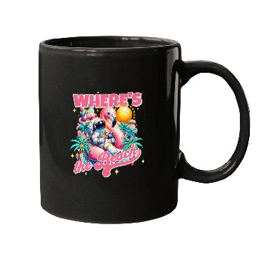 Discover Wheres The Beach Cool Astronaut Flamingo Spaceman Mugs