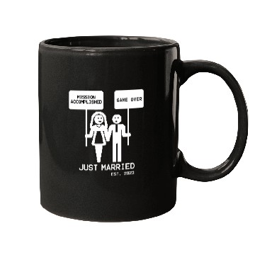Discover Just married Game over pixel art for couple Honeymoon Mugs