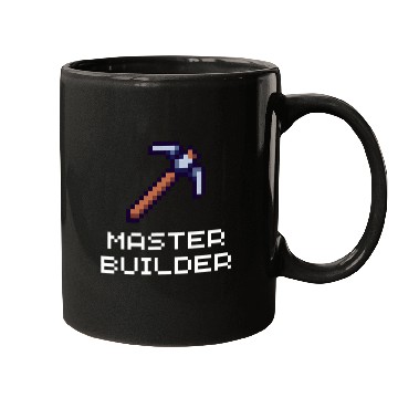 Discover Master Builder Funny Video Game Pickaxe Pixel Art Gamer Mugs