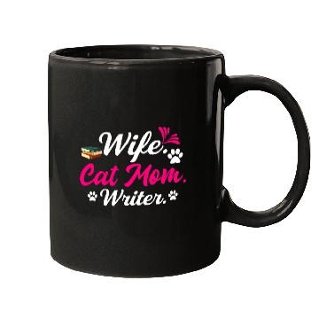 Discover Wife Cat Mom Writer Author Book Writing 2 Mugs
