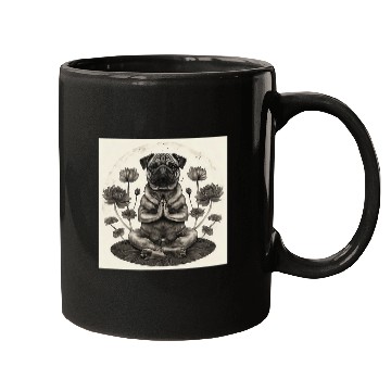 Discover Pug in Lotus Position Mantra Meditation Mugs