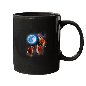 Discover three basset hound howling at moon dog lovers costume Mugs