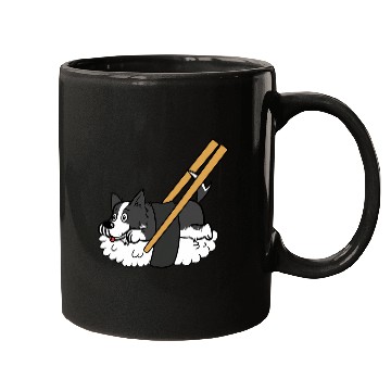 Discover Sushi Border Collie Dog 2 Mugs