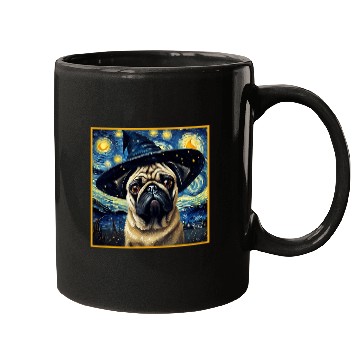 Discover Van Gogh Starry Night Pug Cute Dog Halloween Mugs
