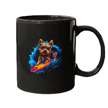 Discover Yorkie Dog Yorkshire Terrier Surfing Mugs