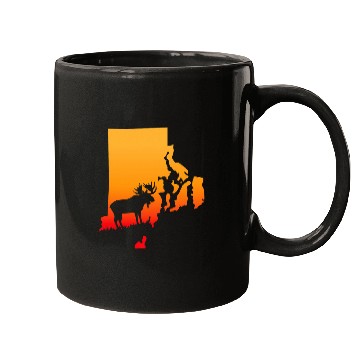 Discover Moose or shed antler Hunting Rhode Map Island art Hunter Mugs