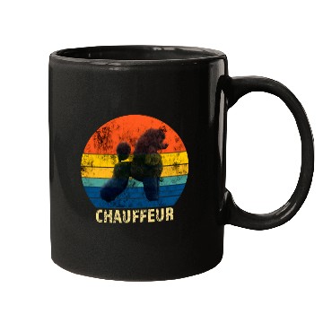 Discover Poodle Chauffeur Retro Circle Dog Owner Mugs
