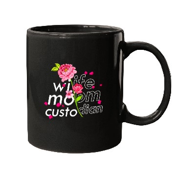 Discover Wife Mom Custodian Cute Mothers Day Floral Janitor Mugs