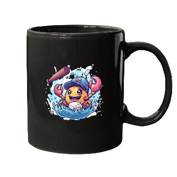 Discover Ocean Explorers Delight Playful Crab and Baseball Beach Mugs