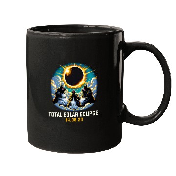 Discover Newfoundland Dog Howling At Solar Eclipse Mugs