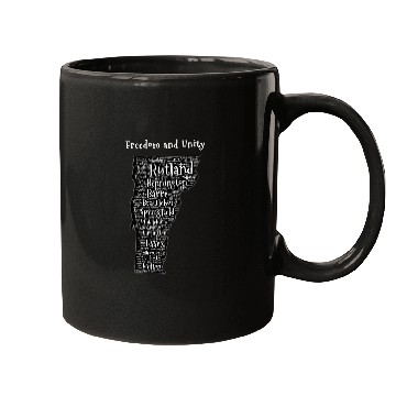 Discover Vermont Cities State Map Word Art Cloud Patriotic Mugs
