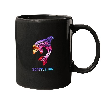 Discover Seattle Washington Native American Indian Orca Killer Whale Mugs