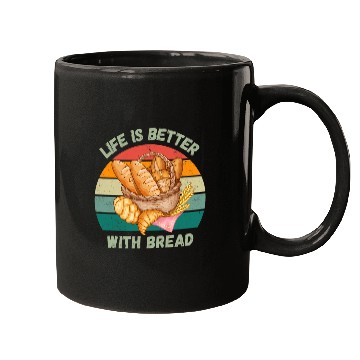 Discover Life is better with bread Funny Chef Mugs
