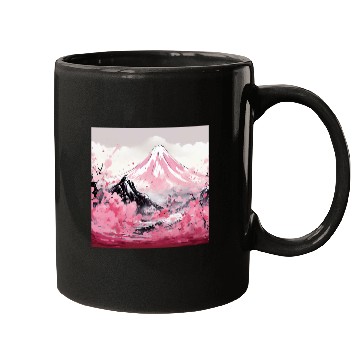 Discover Zen Flow Sakura Ballet in Nihons Mountain Glow and Serenit Mugs