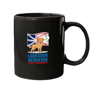 Discover Yellow Labrador Retriever Dog Barking Newfoundland Flag Mugs