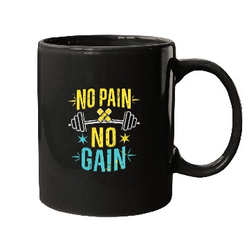 Discover No Pain No Gain Bodybuilding Motivation Graphic Mugs